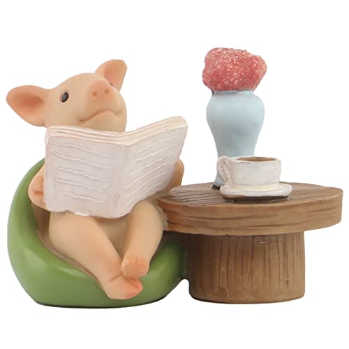 KEEPKAP Mini Pig Figurine, Resin Home Decor, Lucky Animal Garden Statue for Micro Landscape