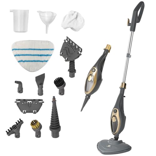 SUPERLEX Dampfreiniger Dampfbesen Dampf Mop 15-in-1 Multifunktions Boden&Hand-dampfreiniger 1500W Blau, Reiniger für Tiefenreinigung Böden Hartholz Fliesen