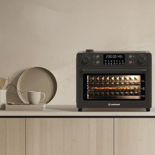 نيوتري كوك فرن تحميص مقلاة هوائية 12 في 1 من بيكرز اوفن سعة 30 لتر مع ضخ بخار | حراري تربو 360 درجة، شواية | تجويف داخلي من الستانلس ستيل، صديق لسطح الطاولة | بيج | NC-AFTO330K