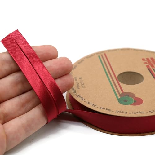 Image of Fold Satin Bias Tape - 99+ Colors - 3 /4 Inches Wide - 27 Yards - Fold Satin Binding Bias Ribbon Fabric Piping Bias Binding Tape for Sewing Clothing DIY (22. Wine Red) BYS22