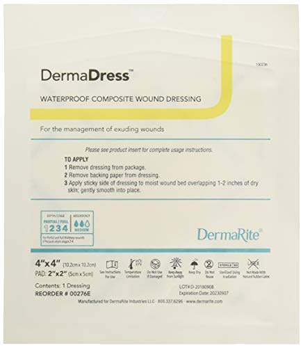 Dermarite Industries Derma Dress Pad, 4x4 (2x2), 10 unidades miniatura 1