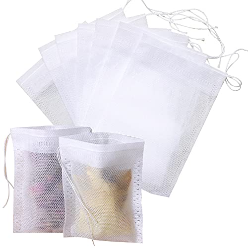 100 Bolsas de té vacías con cordón de infusión,Bolsas de Filtro,Bolsas de Filtro de Especias,Filtro de té,Bolsa de cordón,Bolsa para té,café,Frutas,Flores de té,Especias y Hierbas en Polvo,6 x 8 cm