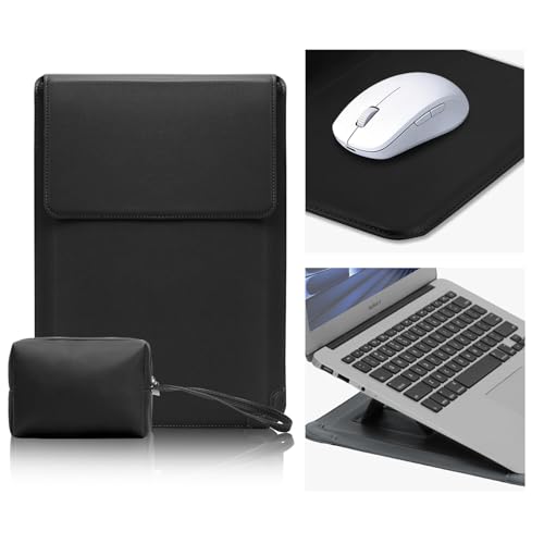 Funda portátil 13,3 14 pulgadas estuche ordenador MacBook Lenovo HP Dell ASUS soporte cuero negro