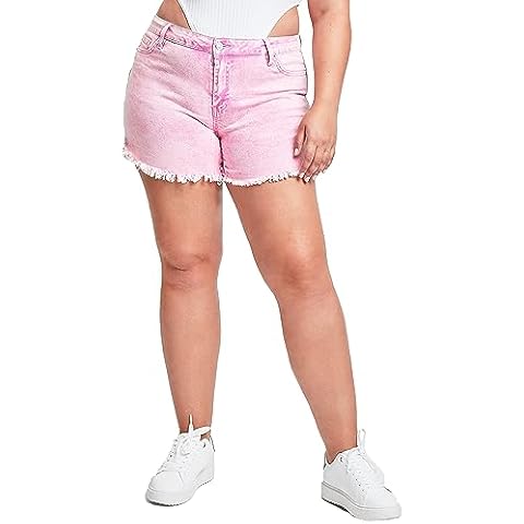 YMI Plus Size High Rise Acid Wash Mom Shorts Cover