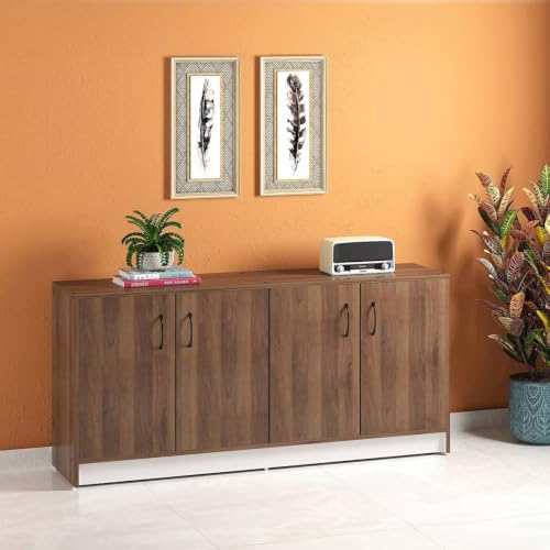 Image of Urban Ladder Alex 18 Pair Shoe Cabinet Shoe Rack with Doors | Stores 18 Pairs, Classic Walnut Finish