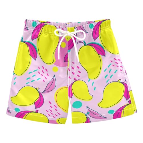Mango Leaf Pink Boys Swim Trunks for 2-12 Years Swim Beach Shorts Kids Swimwear Board Shorts Hawaii Essentials