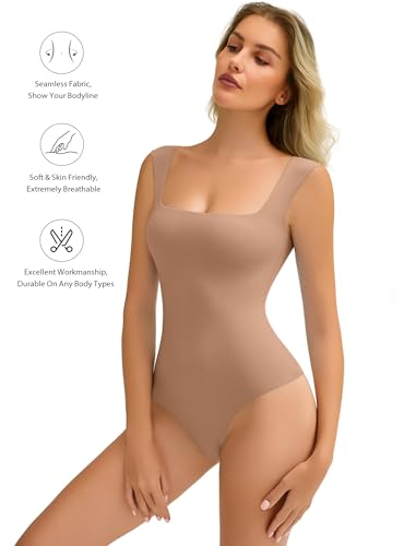 Image of Avidlove Bodysuits for Women Square Neck Body Suit Double Lined Tank Top Bodysuit Soft