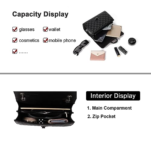 Image of Gladdon Quilted Crossbody Purse for Women Trendy Shoulder Bags | Stylish Shoulder Purse,Quilted Pattern,Structured bag,Chain Strap,Spacious Enough,Casual and Dressy Outfits,Any Occasion