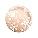 Plato de cartón (Ø23 cm) ccon temática de Navidad en color oro rosa y diseño de copo de nieve. Pack de 6 uds.