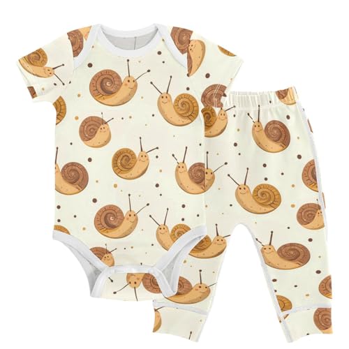 vvfelixl Unisex Short Sleeve Baby Pants Sets,Cartoon Snail Baby Bodysuits Set,Babys Layette Sets Clothes for 18-24M