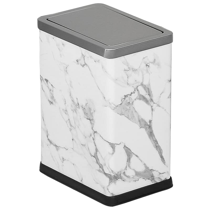 JINYCOME Cubo de basura pequeño de 2.6 galones para oficina, baño, con tapa oscilante, cubo de basura para sala de estar, dormitorio, papelera