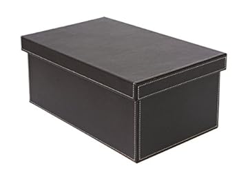 Osco Faux Leather Stackable Media Storage Box, Holds up to 26 DVDs, Blu-rays, CDs – Durable Wipe-Clean Finish – Space-Saving Shoe & Media Storage Container, Single, Brown