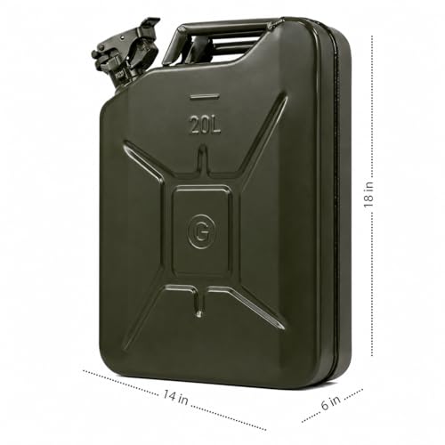 Image of B.K.Jagan and Co Steel Jerry Can, 20 Litre Fuel Container, Military Green, Heavy Duty, 45.7 x 35.6 x 15.2 cm