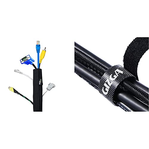 Image of Gizga Essentials Cable Organiser, Cord Management System for PC, TV, Home Theater, Speaker & Cables, Reusable Cable Organizer for Desk & Cable Organiser, Cord Management System