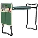 Outsunny Kniebank, Klappbarer Gartenhocker, 2-in-1, Kniehilfe, mit Werkzeugtasche, Eva-Schaumstoff, 58 x 28 x 49 cm