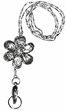 Women's Lanyard Strong Stainless Steel Chain Trendy ID Badge Card Holder Teacher Cruise Keys Keychain Phone (Flower - Non Breakaway)