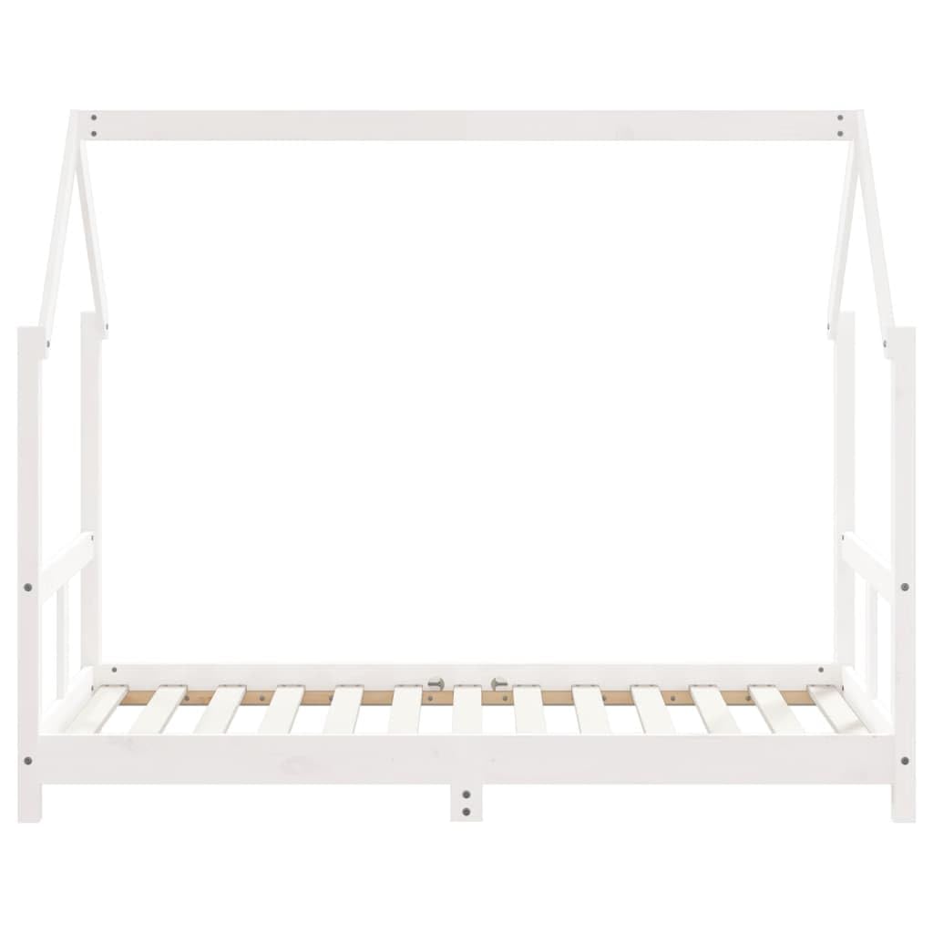Lettino bianco 80 x 160 cm, in legno massello di pino con rete a doghe, protezione anticaduta e design a sbalzo, stabile letto per la cameretta dei bambini, convertibile, ideale per la camera
