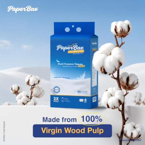 Image of IMPORTED Paperbae Advance Multi-Purpose Hanging Tissues, 4-Ply, 300 Pulls | Hang & Pull Design | 4D Embossed Texture | 100% Virgin Wood Pulp | 2X Stronger & Highly Absorbent