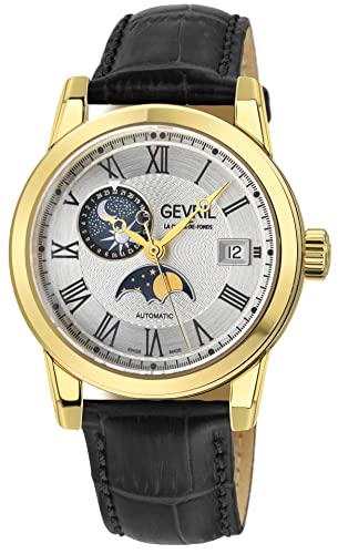 Gevril Men's Madison Swiss Automatic Date and Moon Phase Watch, Genuine Leather Strap2