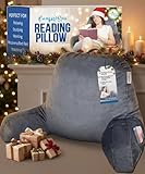 ComfortSpa Reading Pillow for Bed Adult Size, Back Rest Pillow with Arms, Pockets and Washable Cover; Use as a Back Pillow for Bed Sitting Up for Bedrest or Relief from GERD Heartburn (Large Grey)