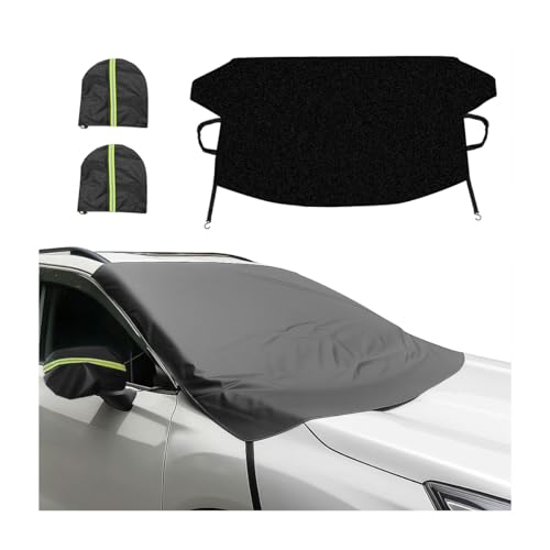 Zpana Car Windshield Snow Cover, 2 Layers Waterproof Windproof Oxford Fabric Windscreen Protection for Frost Ice Sunlight, All Weather Automotive Sun Shade Windshield Cover, Universal Fit