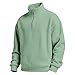 Lmdudan Mens Waffle Sweatshirt Casual Stand Collar Quarter Zip Pullover 2026 Spring Summer Ribbed Long Sleeve Sweatshirts Mint Green