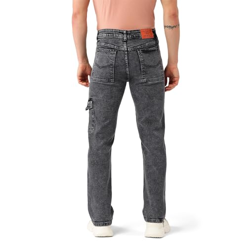 Image of PARIS HAMILTON Men Relaxed Fit Colorblocked Distressed Two Tone Stretchable Denim Jeans