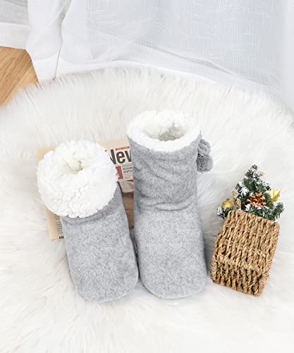 Image of DICUIRD Slipper Socks for Women,Fuzzy House Indoor Boots Slippers with Soft Soles,Warm Cozy Fluffy Sherpa Lined Booties Socks with Non Slip Bottom