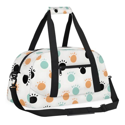 Cute Footprints Paw Gym Travel Duffle Bag for Women & Men with Front Zipper Pocket for Sports, Overnight, Weekender, Carry On,Workout & Dance Bag,Geometric Print,18.9 * 8.7 * 10.6 in3