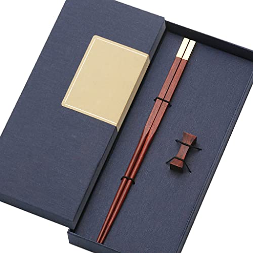 Coffret Cadeau de Baguettes réutilisables en Bois avec étui, Baguettes à Sushi jaises et Ensemble de Repose-Baguettes, Baguettes Chinoises de Luxe en Bois Naturel, Baguettes antidérapantes A