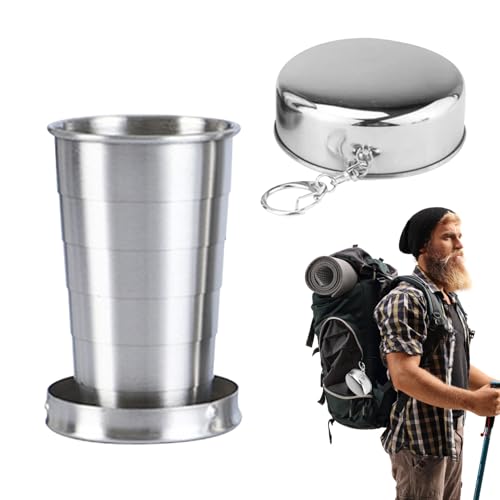 Bicchiere pieghevole in acciaio inossidabile 304 - Bicchiere d'acqua pieghevole per campeggio e viaggi - Capacità 75, 150, 250 ml - Pieghevole e riutilizzabile