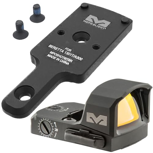 Meprolight MPO PRO-F Enclosed Red Dot Sight with Shotgun Plate - RMR Footprint, 3 MOA Red Dot, 33 MOA Outer Ring, 3/33 MOA Bullseye Reticle, Waterproof, Night Vision, Beretta 1301T/A300