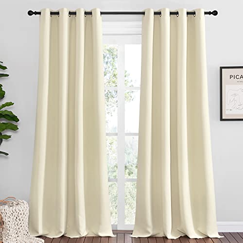 Image of NICETOWN Beige Room Darkening Curtains 108 inch Long for Boho Farmhouse Home Decoration, 55 inch Wide, Set of 2, Window Treatment Total Privacy Drape Panels for Bedroom Living Room Guest Room