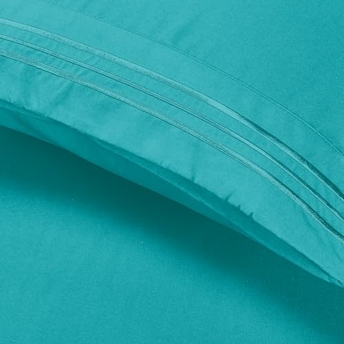 Image of Elegant Comfort Luxury Ultra-Soft 2-Piece Pillowcase Set 1500 Thread Count Egyptian Quality Microfiber Double Brushed-100% Hypoallergenic-Wrinkle Resistant, Standard /Queen Size, Turquoise