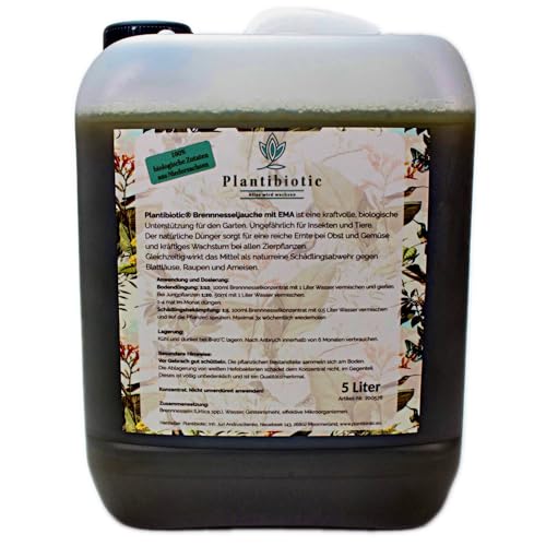 Organischer Dünger für alle Pflanzen Universaldünger flüssig aus Brennnessel Konzentrat Brennesseljauche mit EMa angereichert 100% natürlich (5 Liter)