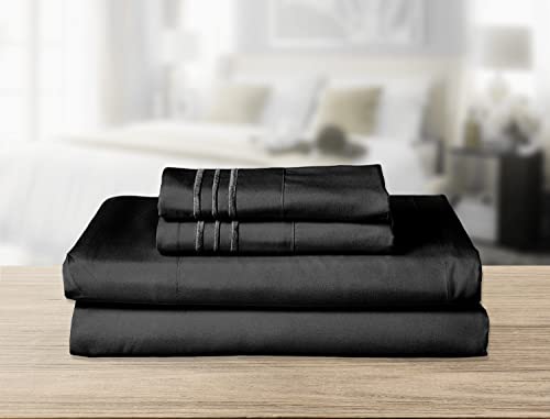 Elegant Comfort 11EC-SMART-SHEET-KING-BLACK 4-Piece Solid Smart Sheet Set-Deep Pocket Fitted Sheet thumb #3