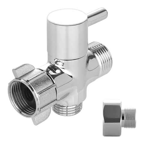 Carvedexquisitely Brass T-adapter with Shut off Valve,T Adapter for Bidet,3-way T Adapter for Handheld Toilet Bidet Spray,7/8"×7/8"×1/2"or3/8" Cover