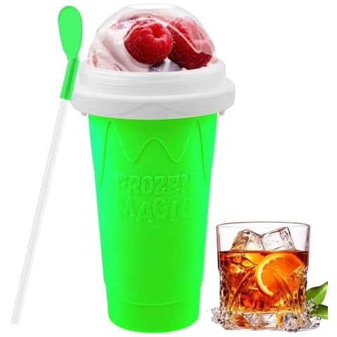 Slushie Maker Cup - DIY Magic Slushy Maker Squeeze Cup, Portable Smoothie Squeeze Cup for Juices, Milk and Ice Cream Make, Double Layer Squeeze Slushy Maker Cup, Birthday Gifts for Family (olive) Cover