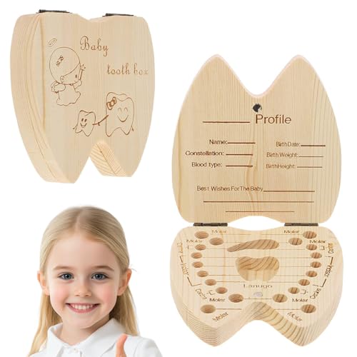 1,🌳【Design Incantevole a Forma di Dente】: La nostra scatolina QOWIJEX per dentini da latte affascina con il suo design a forma di dentino e l'adorabile motivo floreale. La superficie in legno naturale con tonalità calde esalta la lavorazione di alta qualità, trasformando ogni scatola in un prezioso tesoro per custodire i ricordi più preziosi dell'infanzia.