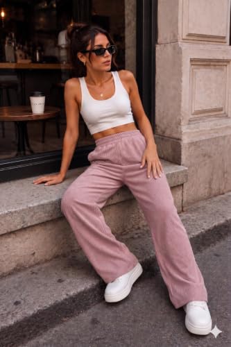 Image of Prenuem Women's High Waist Flared Korean Trousers, Trendy Casual Wear for Daily & Travel Use (Available in Plus Size)