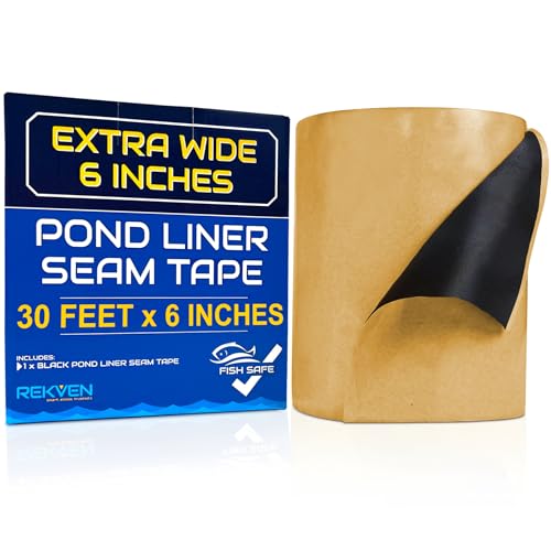 Image of Pond Liner Seam Tape - 30 Feet x 6 Inch - Double Sided Butyl Tape - Bond Seal or Repair EPDM PVC HDPE LDPE RPE LLDPE - Perfect for Small or Large Fish and Koi Ponds Waterfalls and Water Features