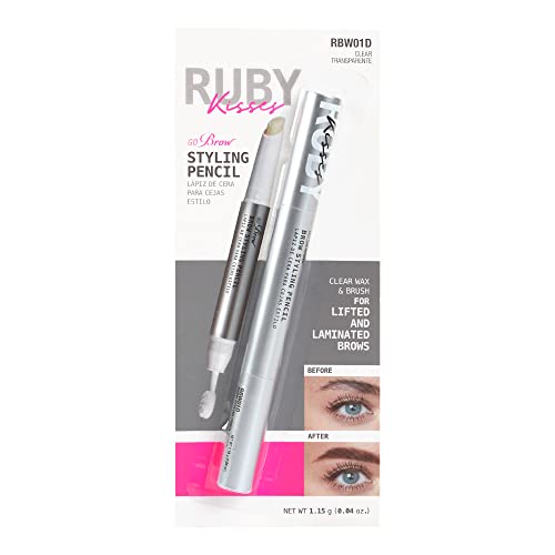 Ruby Kisses Brow Styling Pencil with Brush, Long-Lasting Eyebrow Wax, Clear Brow Shaper, Precision Sculpting & Shaping, Professional Quality, Easy Application