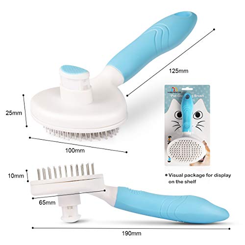 MENNYO Dog Brush, Cat Brush, Self Cleaning Slicker Brush for shedding, Professional Pet Grooming Comb for Long/Short Hair - Removes 95% of Dead Undercoat and Loose Hairs - Image 8
