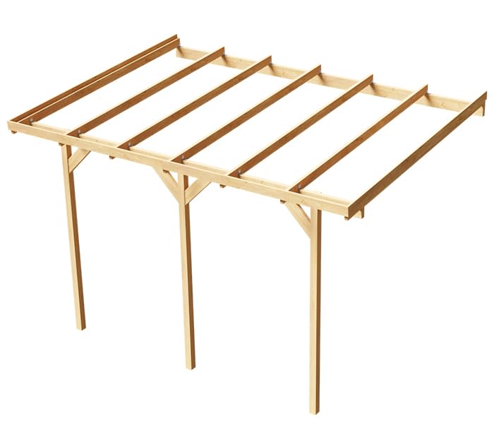 Wood & Play Wandgaragenunterstand aus Holz - Hochwertige Verarbeitung - Selbstmontage - Stabil und langlebig - Solide Basis - Vielseitig einsetzbar - 350 x 484 cm