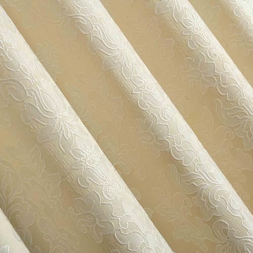 OpulentDreams Jacquard Curtains, Heavy Ring Top Window Curtains for Bedroom & Living Room, Fully Lined - Image 2