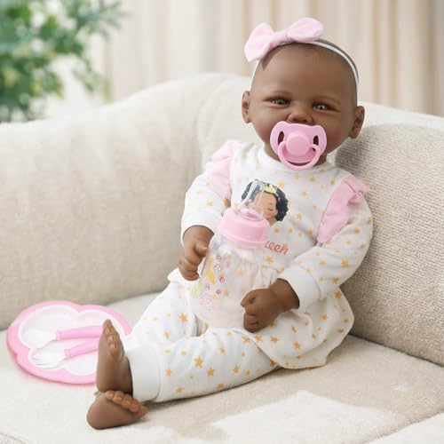 Muñeca Bebé Reborn Negra KSBD 17 Pulgadas con Accesorios miniatura 7
