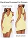 MIYIEONZ Women Sexy Halter Deep V Neck Ruched Bodycon Dress Summer Side Slit Mesh Hem Cocktail Club Party Going Out Large Yellow Short Mini Dresses