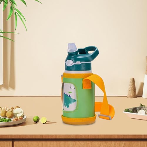 Botella de agua aislada de acero inoxidable verde con bolsa para niños y oficina 6