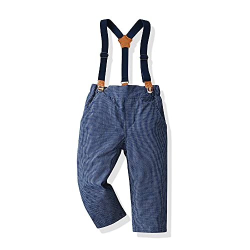 Little Boys Gentleman Outfit Baby Boys Long Sleeve Bow Tie Shirts+Suspenders Pants Suits4