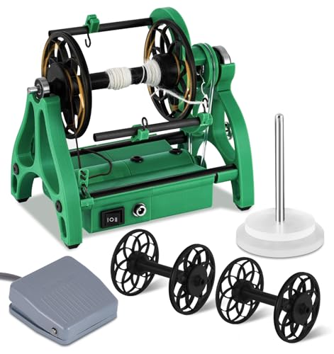 Consfly Electric Yarn Spinning Wheel w/Foot Switch & 3 Spools, Fiber Spinning Wheel Wool Spinning Knitting Wheel for Wool Fiber Twisting